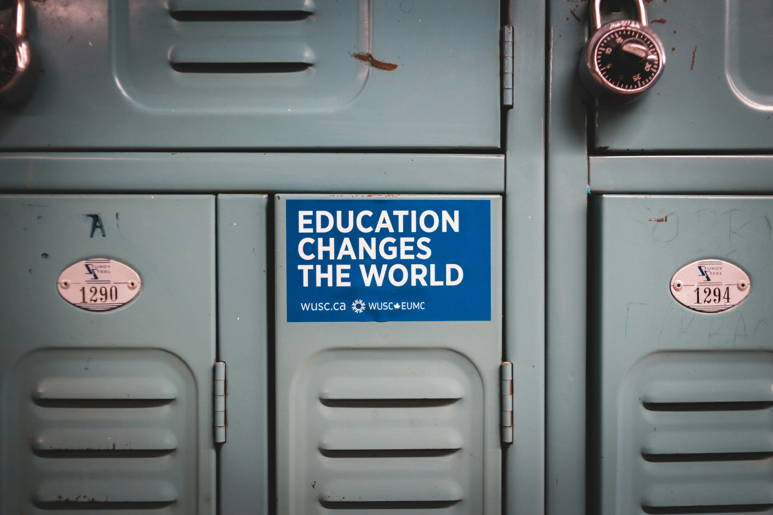 Image with text that says education changes the world